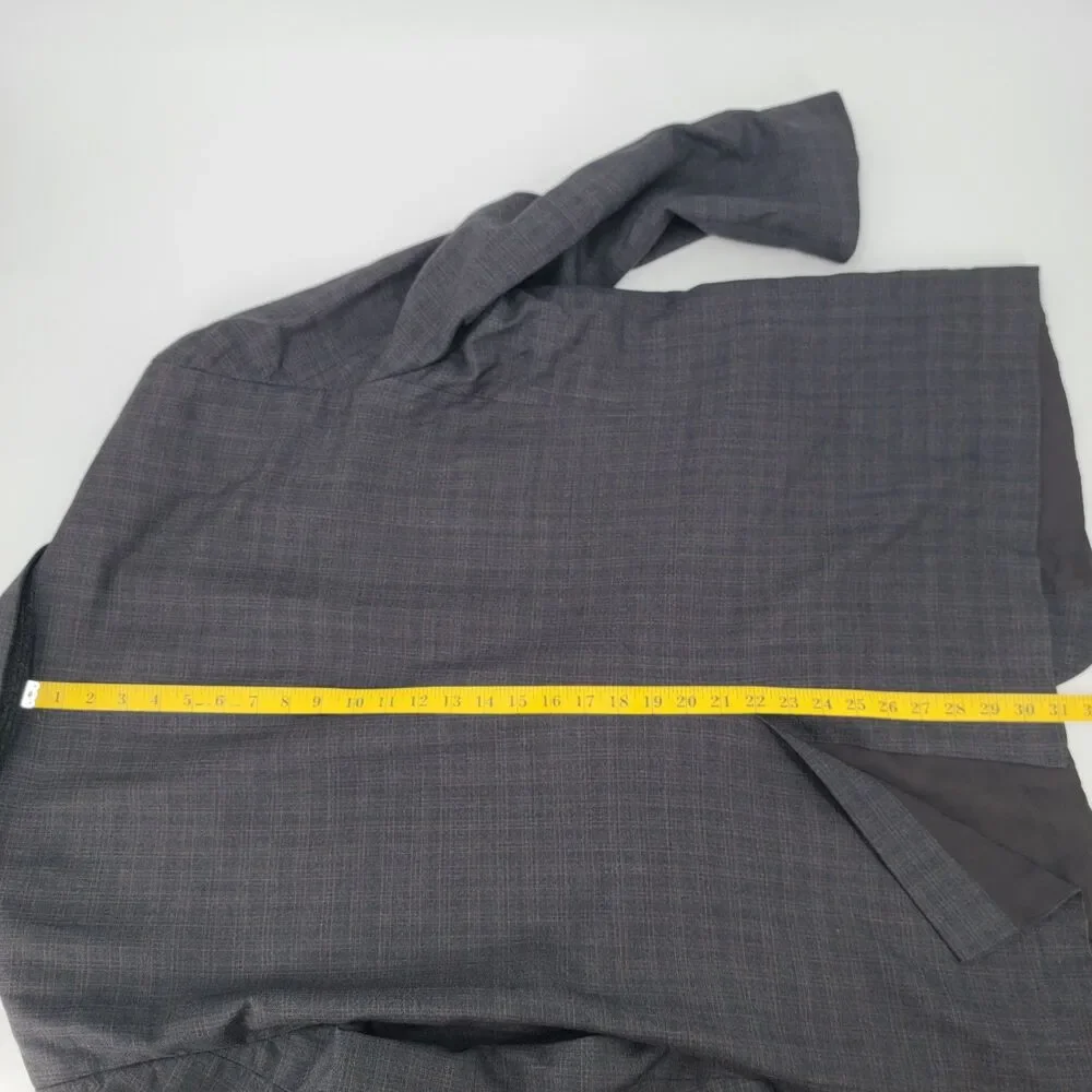 Jos A Bank Mens 54R Silk Wool Gray Brown Windowpane Sport Coat Blazer Big & Tall